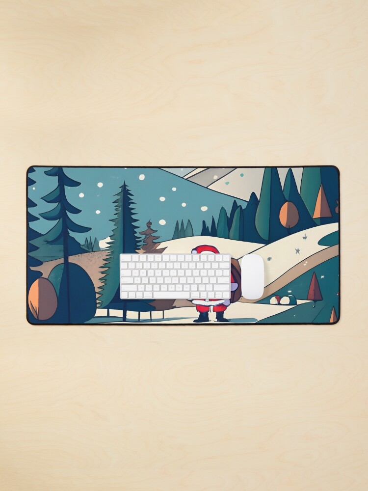Thumbnail 1 of 5, Mouse Pad, Christmas Santa in Winter Landscape Drawing designed and sold by Patricks-Art.