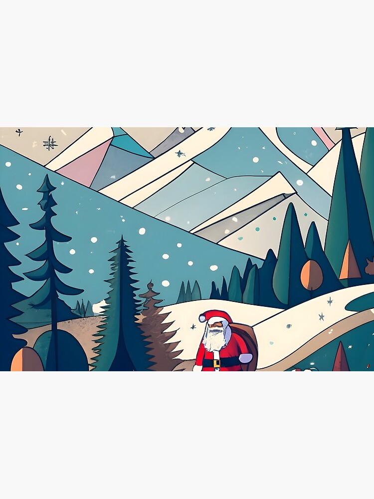 Thumbnail 4 of 4, Zipper Pouch, Christmas Santa in Winter Landscape Drawing designed and sold by Patricks-Art.
