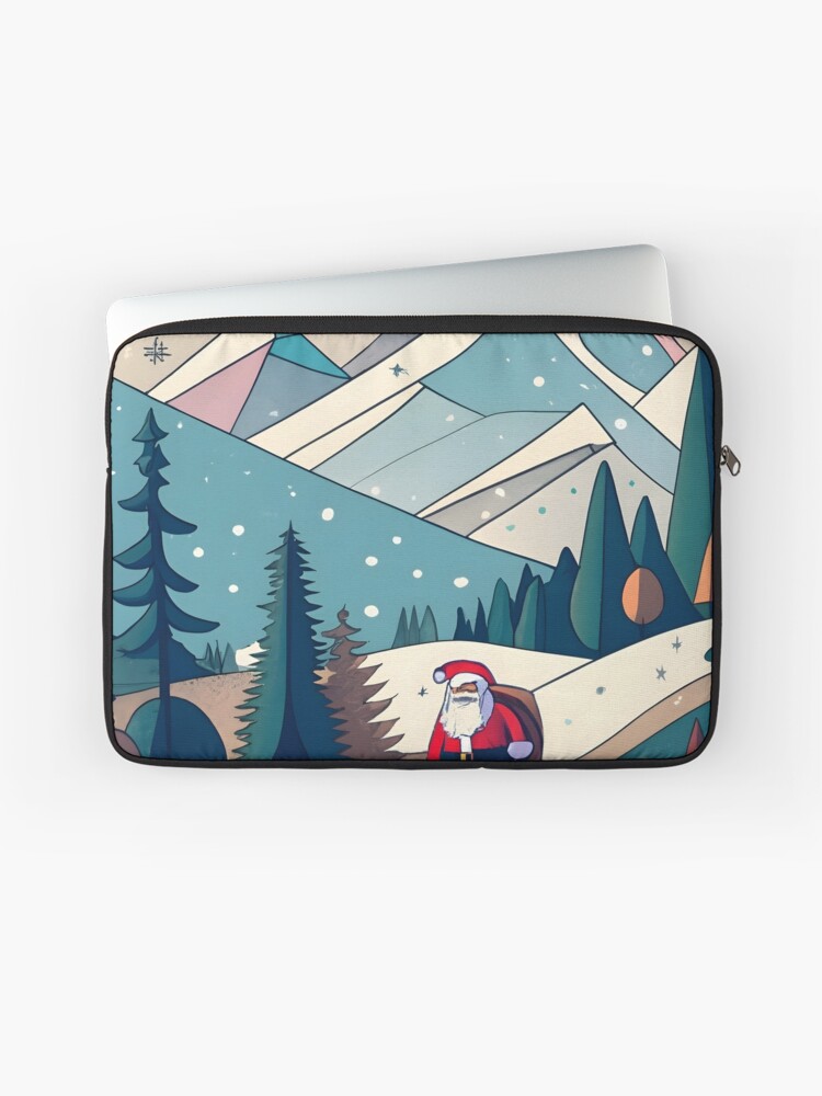Thumbnail 1 of 2, Laptop Sleeve, Christmas Santa in Winter Landscape Drawing designed and sold by Patricks-Art.