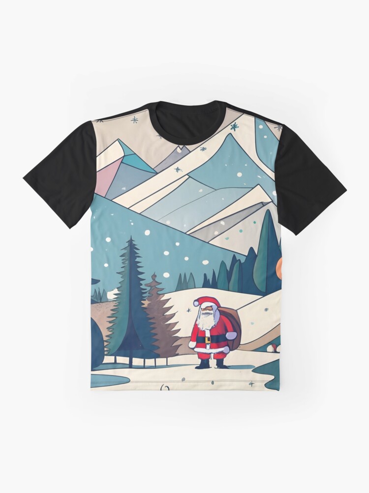 Thumbnail 4 of 5, Graphic T-Shirt, Christmas Santa in Winter Landscape Drawing designed and sold by Patricks-Art.