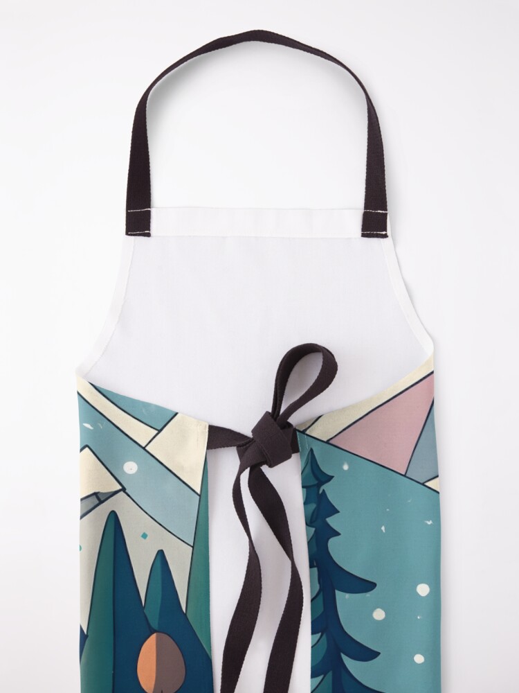 Thumbnail 5 of 6, Apron, Christmas Santa in Winter Landscape Drawing designed and sold by Patricks-Art.