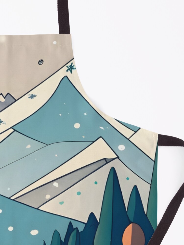 Thumbnail 3 of 6, Apron, Christmas Santa in Winter Landscape Drawing designed and sold by Patricks-Art.