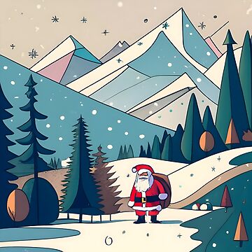 Artwork thumbnail, Christmas Santa in Winter Landscape Drawing by Patricks-Art