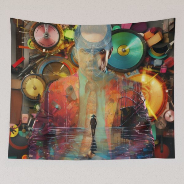 Item preview, Contemporary Art collage - elements of man and his shadow and the crazy world around him. designed and sold by shakespeare1212.