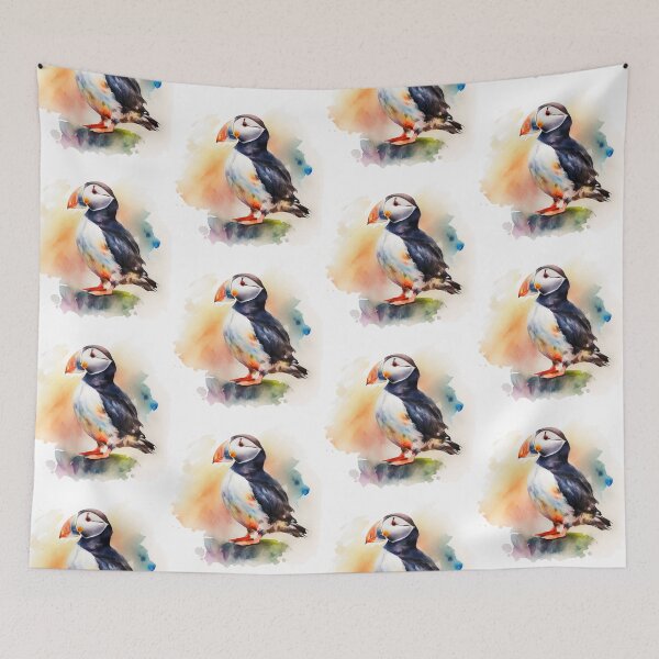 Item preview, colorful atlantic puffin, watercolor atlantic puffin, atlantic puffin designed and sold by GreyStanzione1.