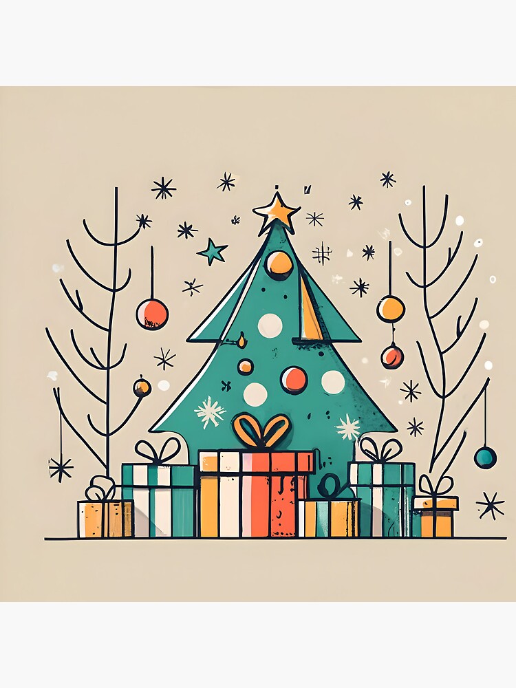 Thumbnail 3 of 3, Pin, Christmas Tree with Presents Drawing designed and sold by Patricks-Art.