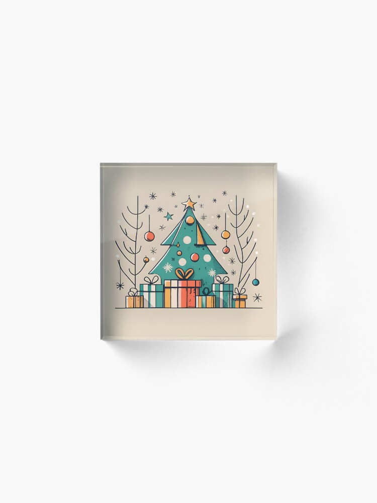 Thumbnail 2 of 5, Acrylic Block, Christmas Tree with Presents Drawing designed and sold by Patricks-Art.