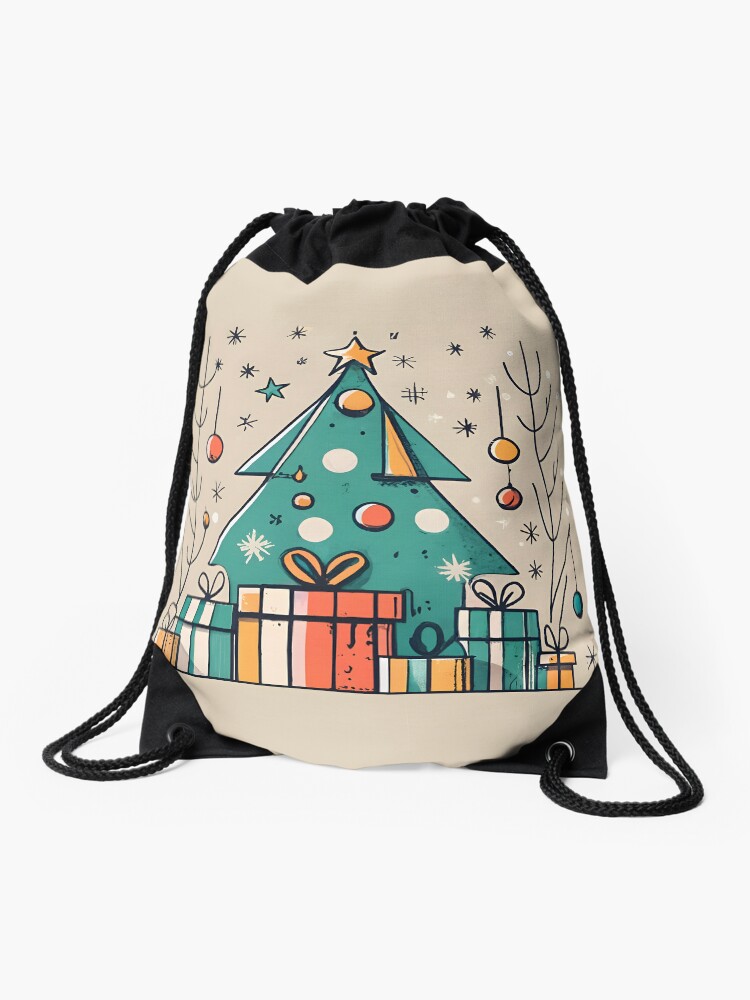 Thumbnail 1 of 3, Drawstring Bag, Christmas Tree with Presents Drawing designed and sold by Patricks-Art.