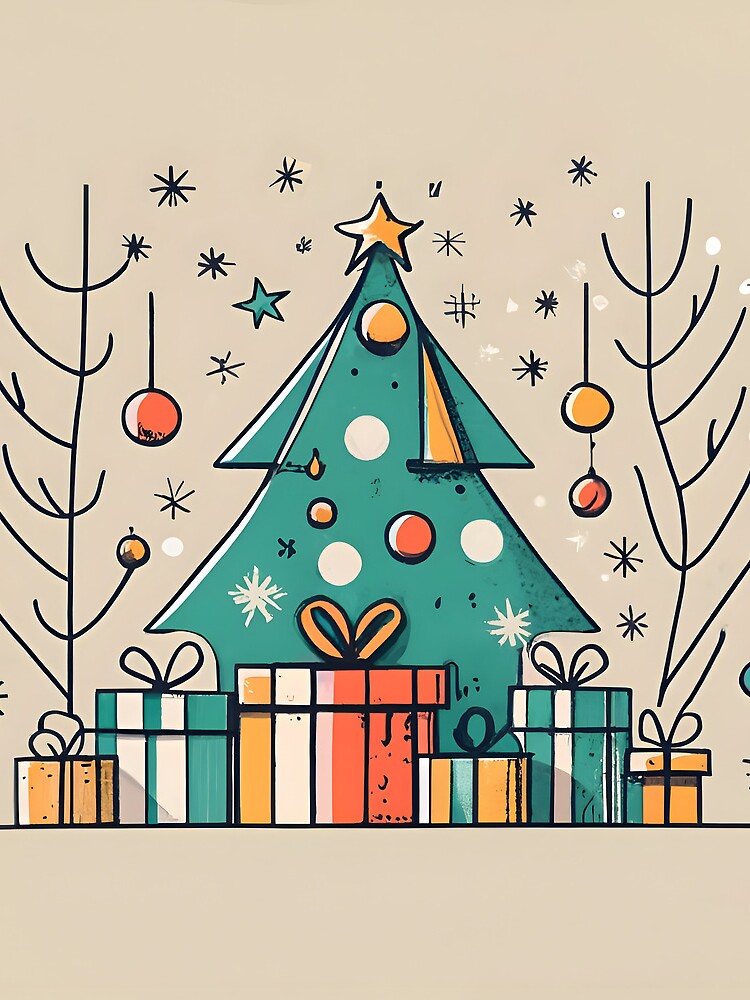 Thumbnail 3 of 3, Drawstring Bag, Christmas Tree with Presents Drawing designed and sold by Patricks-Art.