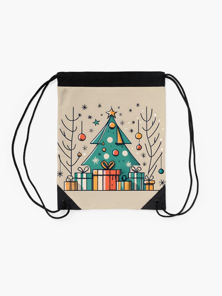 Thumbnail 2 of 3, Drawstring Bag, Christmas Tree with Presents Drawing designed and sold by Patricks-Art.