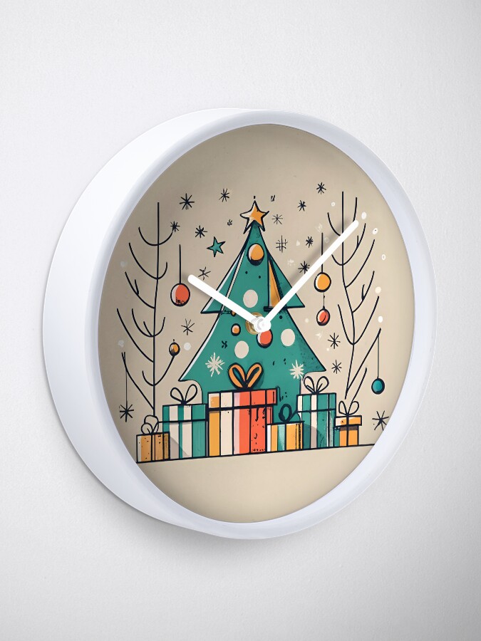 Thumbnail 1 of 4, Clock, Christmas Tree with Presents Drawing designed and sold by Patricks-Art.