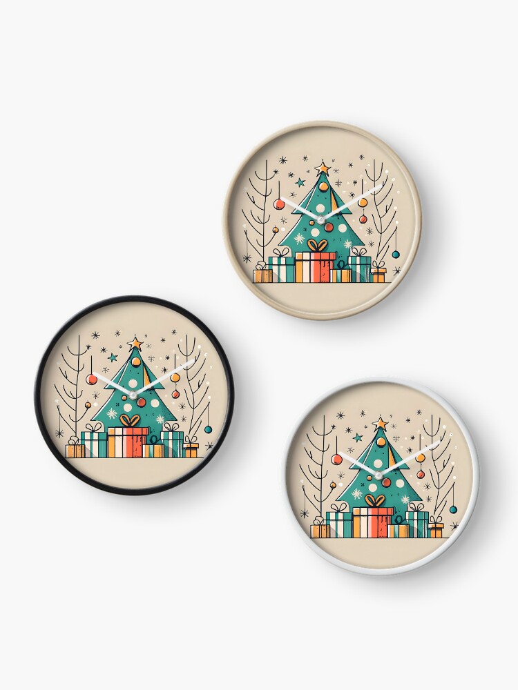 Thumbnail 3 of 4, Clock, Christmas Tree with Presents Drawing designed and sold by Patricks-Art.