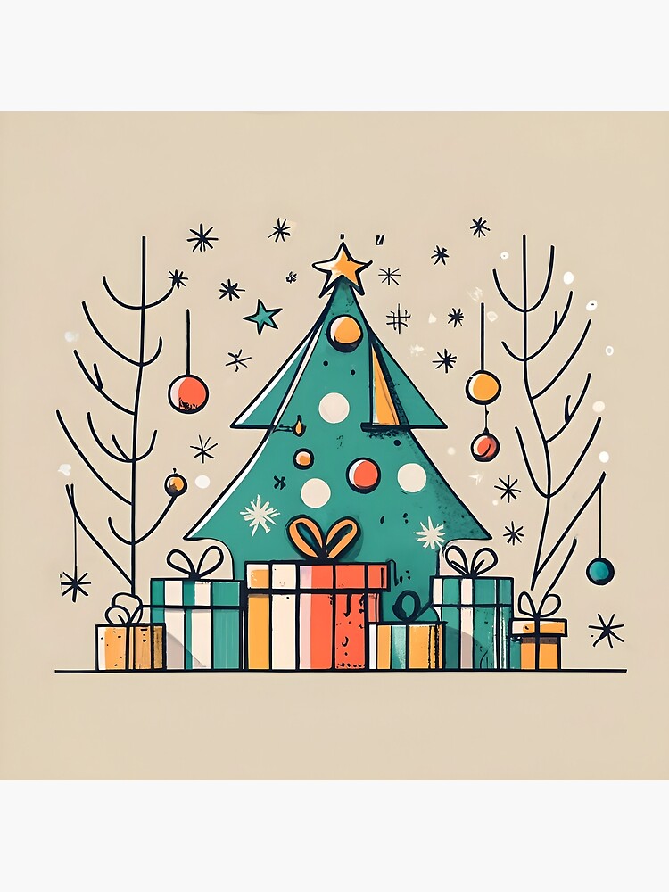 Thumbnail 4 of 4, Pillow, Christmas Tree with Presents Drawing designed and sold by Patricks-Art.