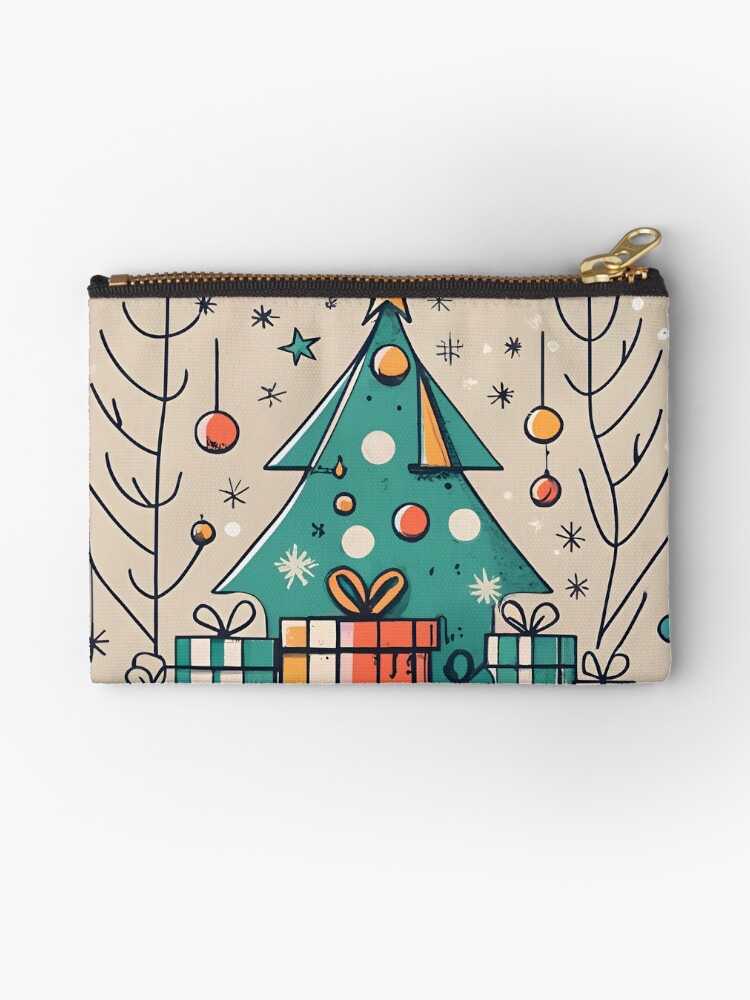 Thumbnail 1 of 4, Zipper Pouch, Christmas Tree with Presents Drawing designed and sold by Patricks-Art.