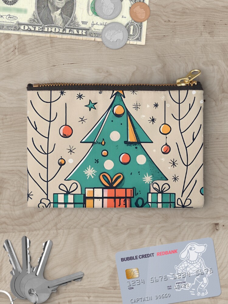 Thumbnail 3 of 4, Zipper Pouch, Christmas Tree with Presents Drawing designed and sold by Patricks-Art.