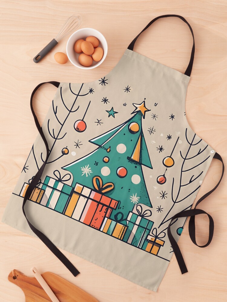 Thumbnail 1 of 6, Apron, Christmas Tree with Presents Drawing designed and sold by Patricks-Art.