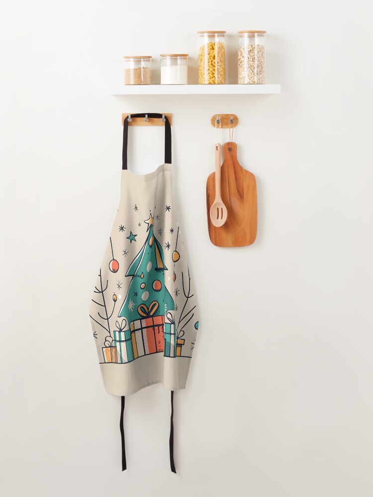 Thumbnail 4 of 6, Apron, Christmas Tree with Presents Drawing designed and sold by Patricks-Art.