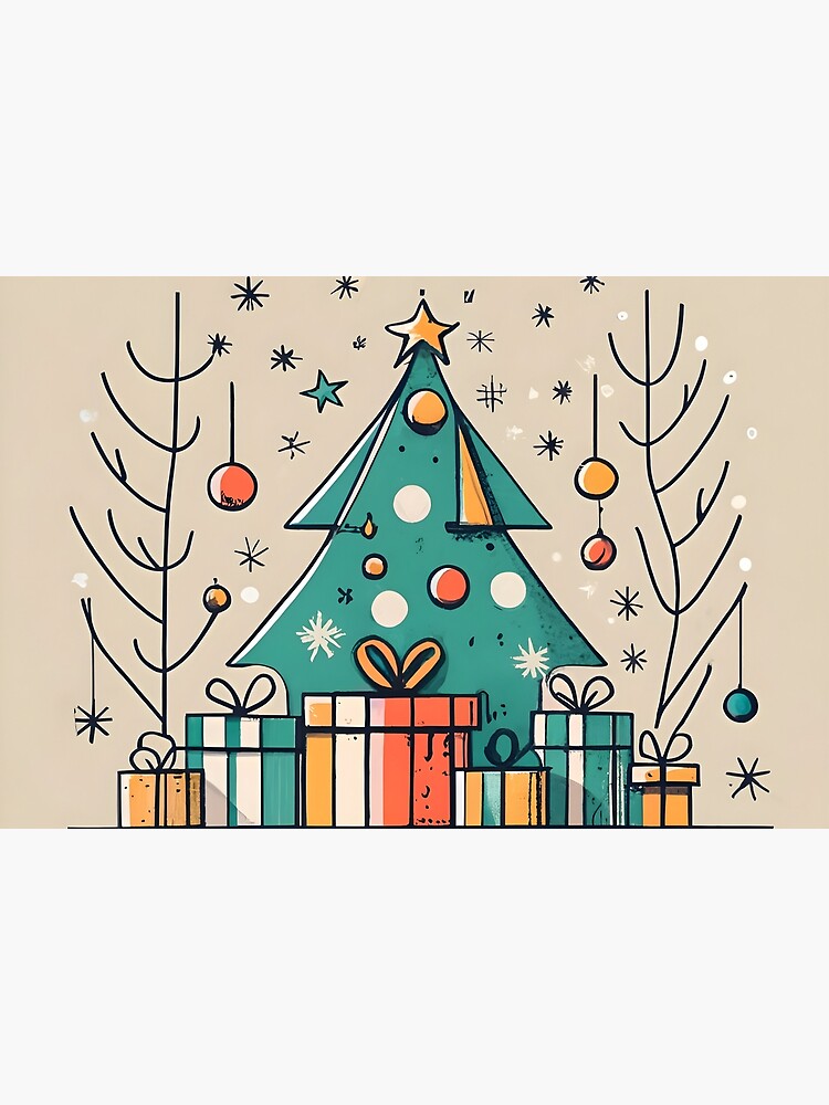 Thumbnail 6 of 6, Bath Mat, Christmas Tree with Presents Drawing designed and sold by Patricks-Art.