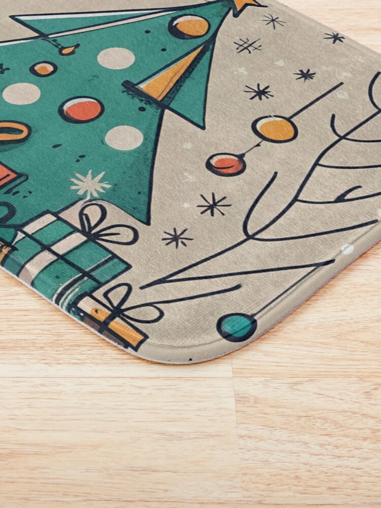 Thumbnail 3 of 6, Bath Mat, Christmas Tree with Presents Drawing designed and sold by Patricks-Art.