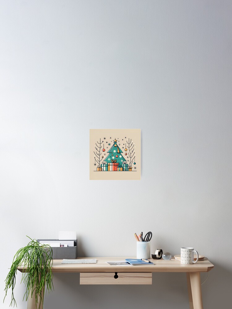 Thumbnail 2 of 3, Poster, Christmas Tree with Presents Drawing designed and sold by Patricks-Art.