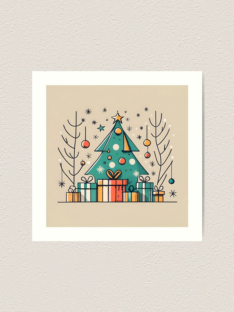 Thumbnail 1 of 3, Art Print, Christmas Tree with Presents Drawing designed and sold by Patricks-Art.