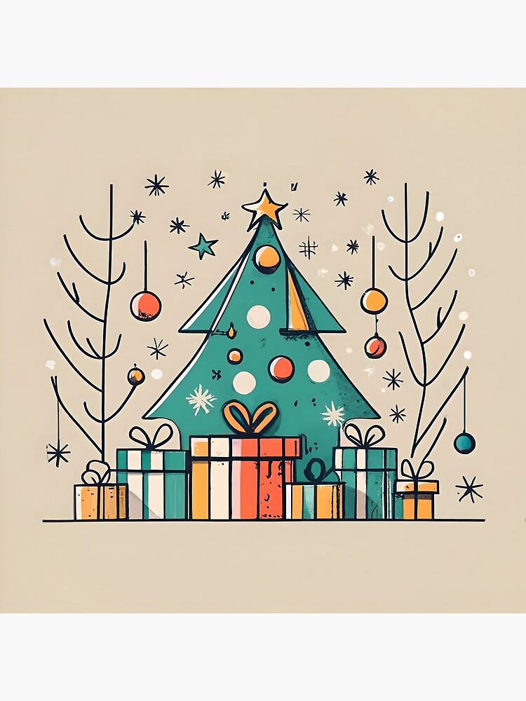 Thumbnail 3 of 3, Poster, Christmas Tree with Presents Drawing designed and sold by Patricks-Art.