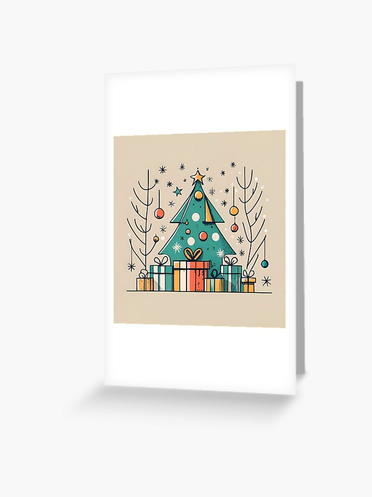 Thumbnail 1 of 2, Greeting Card, Christmas Tree with Presents Drawing designed and sold by Patricks-Art.