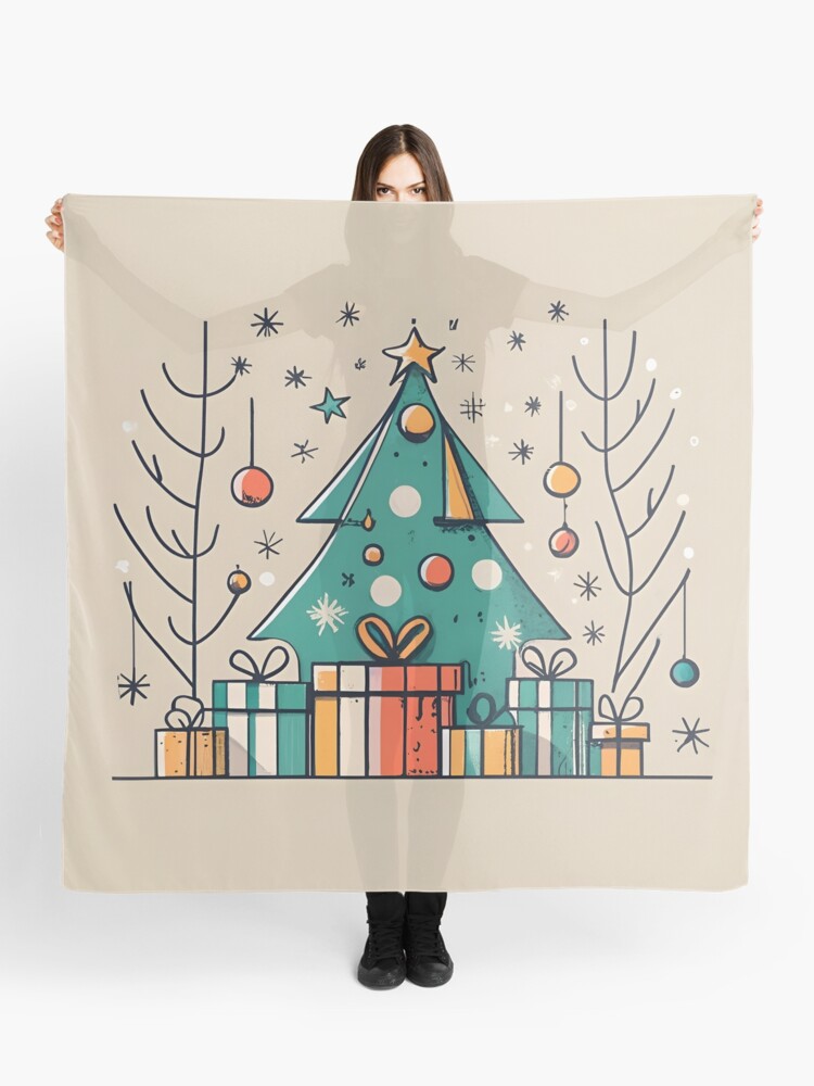 Thumbnail 1 of 3, Scarf, Christmas Tree with Presents Drawing designed and sold by Patricks-Art.