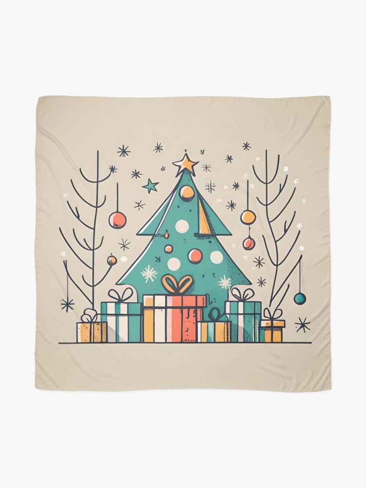 Thumbnail 2 of 3, Scarf, Christmas Tree with Presents Drawing designed and sold by Patricks-Art.