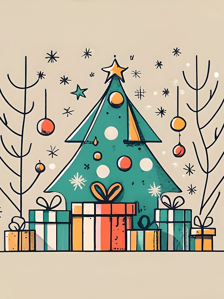 Thumbnail 5 of 5, Graphic T-Shirt, Christmas Tree with Presents Drawing designed and sold by Patricks-Art.