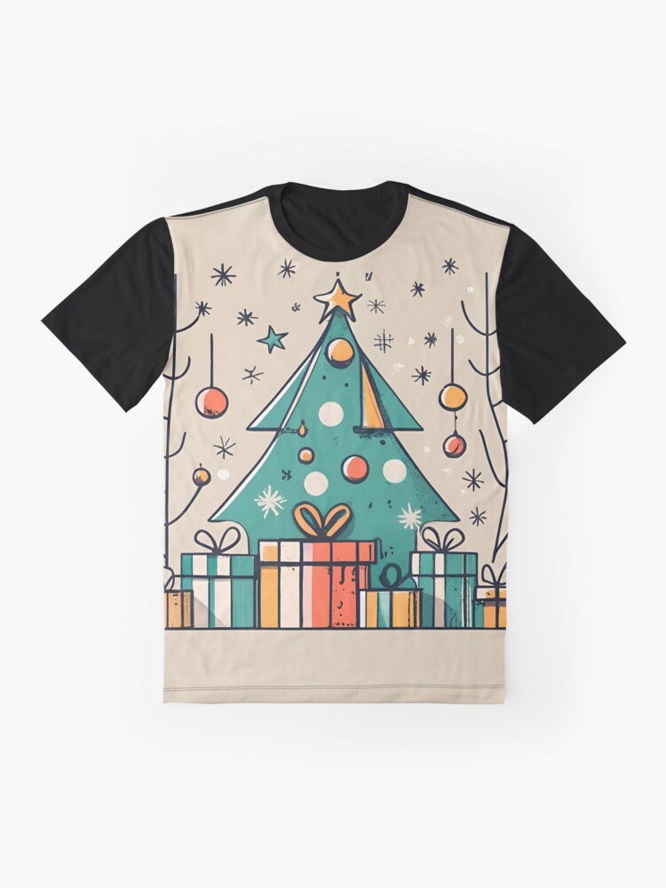 Thumbnail 4 of 5, Graphic T-Shirt, Christmas Tree with Presents Drawing designed and sold by Patricks-Art.
