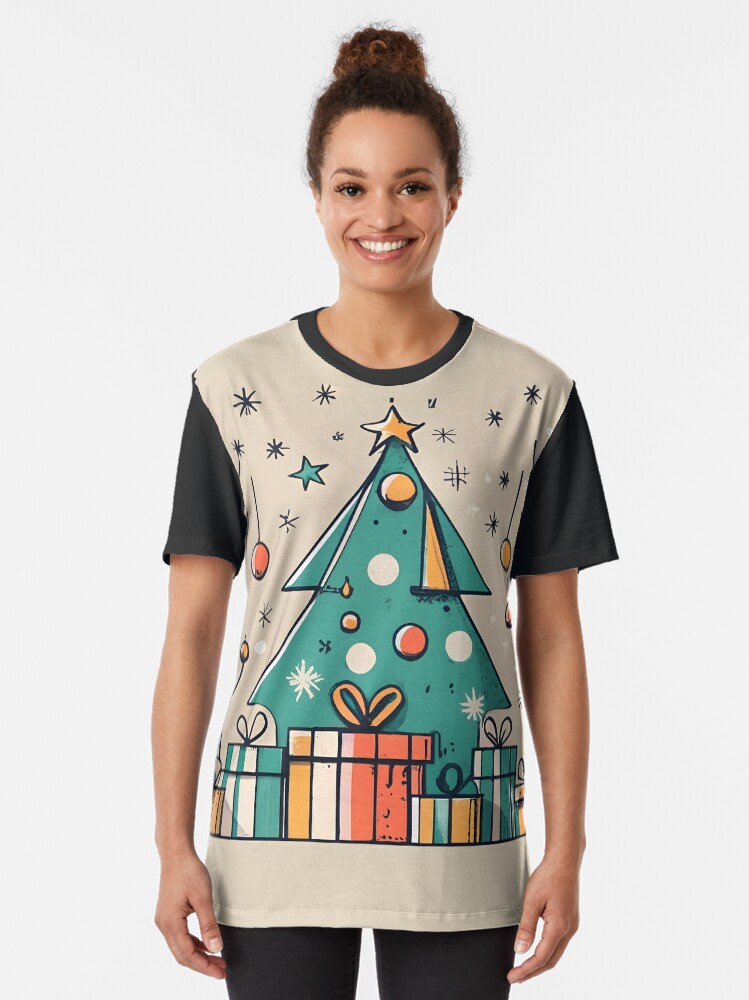 Thumbnail 2 of 5, Graphic T-Shirt, Christmas Tree with Presents Drawing designed and sold by Patricks-Art.