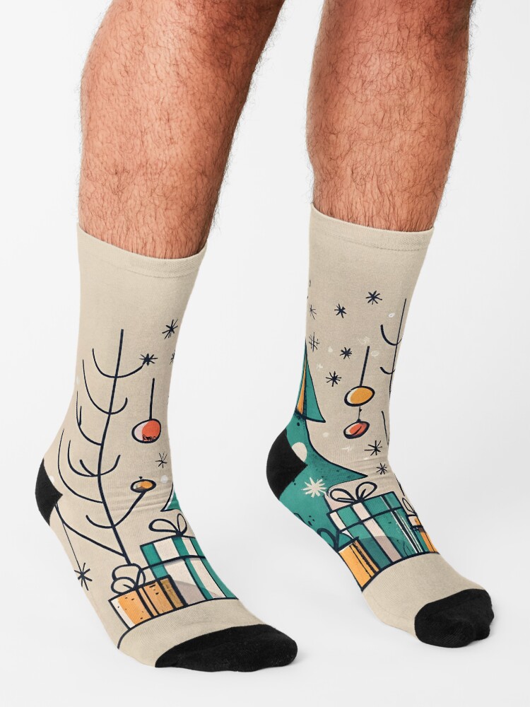 Thumbnail 3 of 5, Socks, Christmas Tree with Presents Drawing designed and sold by Patricks-Art.