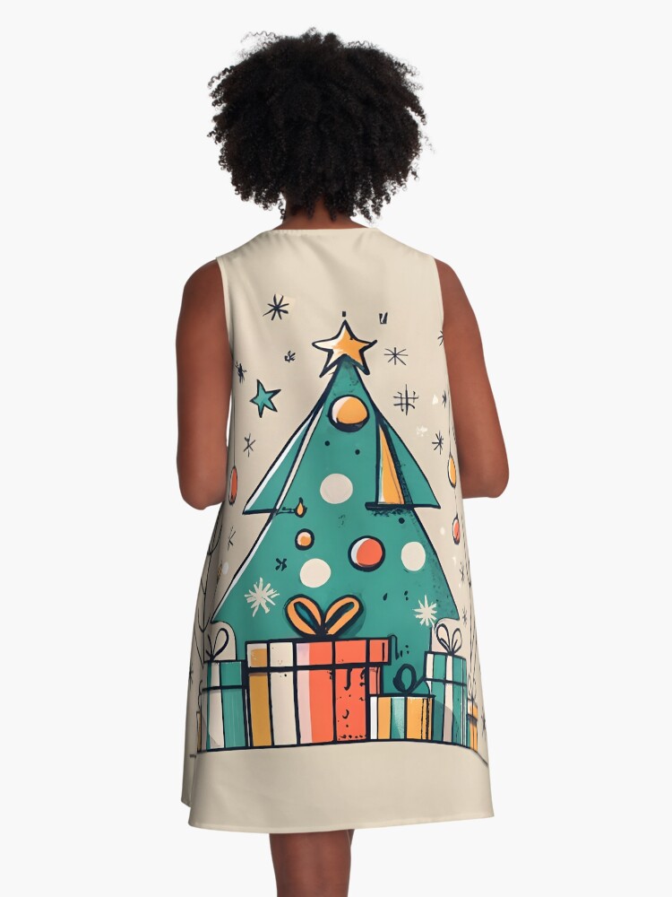 Thumbnail 3 of 4, A-Line Dress, Christmas Tree with Presents Drawing designed and sold by Patricks-Art.