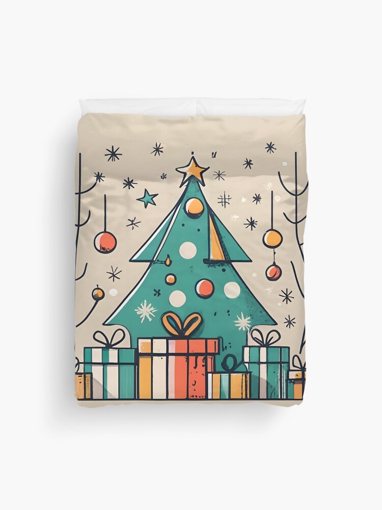 Thumbnail 1 of 2, Duvet Cover, Christmas Tree with Presents Drawing designed and sold by Patricks-Art.