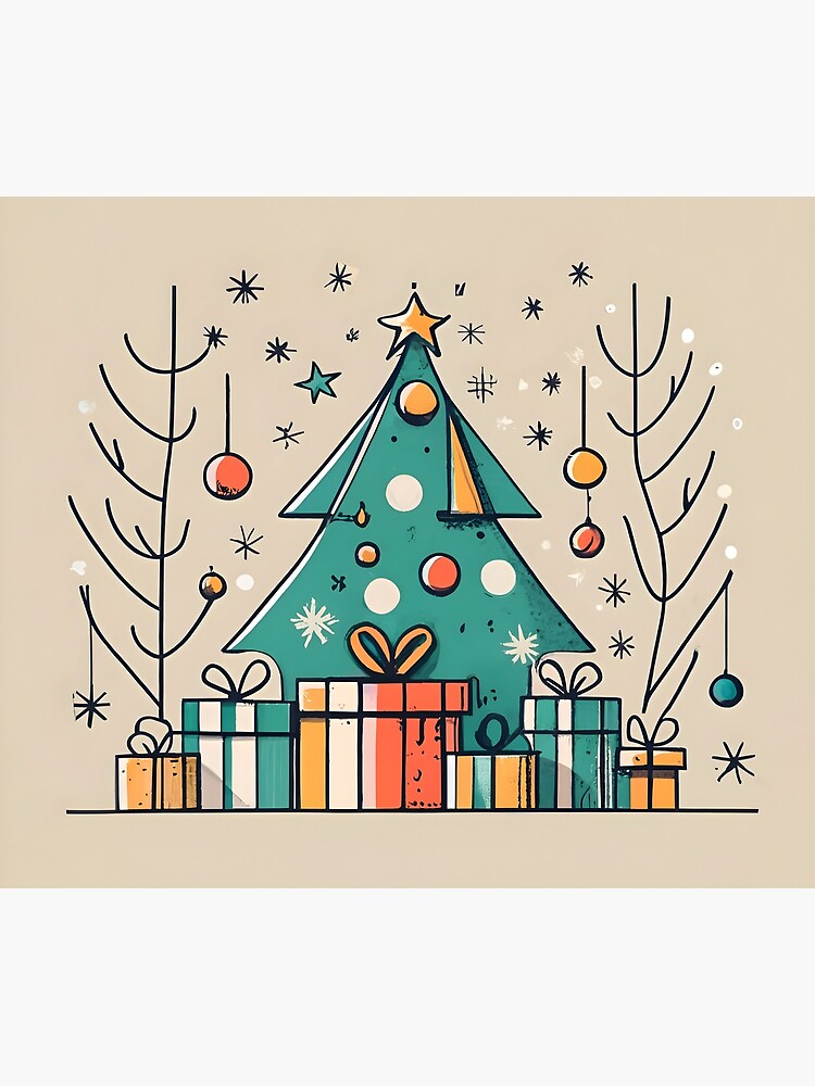 Thumbnail 2 of 2, Duvet Cover, Christmas Tree with Presents Drawing designed and sold by Patricks-Art.