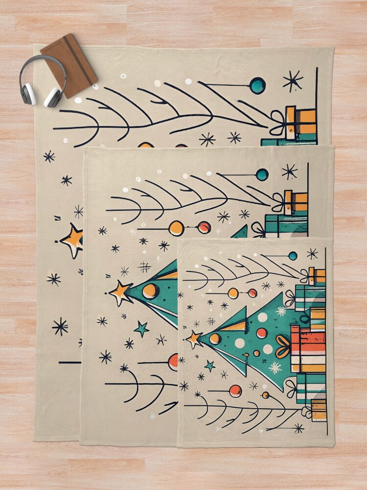 Thumbnail 5 of 6, Throw Blanket, Christmas Tree with Presents Drawing designed and sold by Patricks-Art.