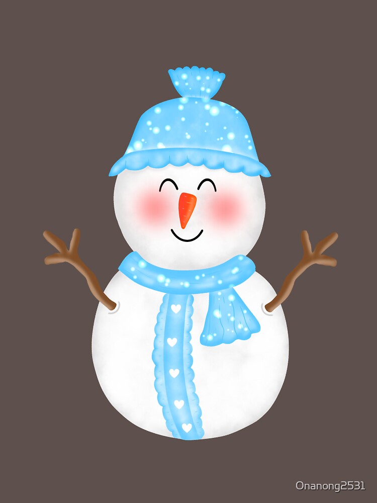 Disover Cute smile Snowman with blue decoration T-Shirt