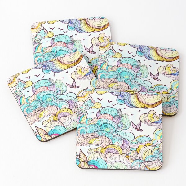 Item preview, Skyward Symphony: Colorful Drawing of Clouds and Birds designed and sold by ReplyGirl.