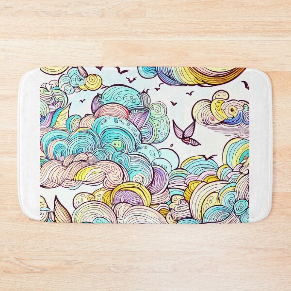 Item preview, Skyward Symphony: Colorful Drawing of Clouds and Birds designed and sold by ReplyGirl.