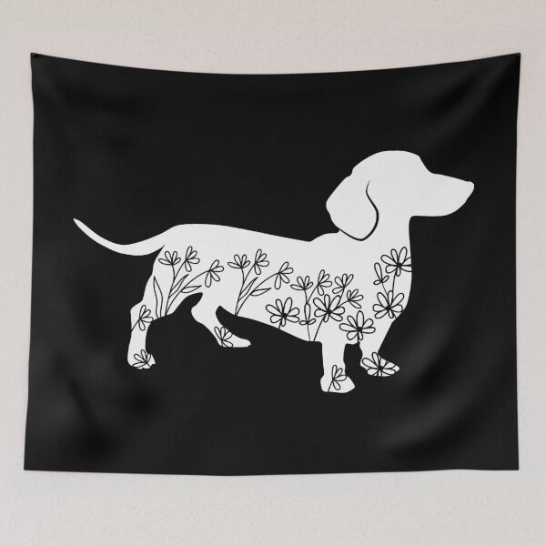 Item preview, Cute Dachshund Silhouettes Flowers designed and sold by Hic21.