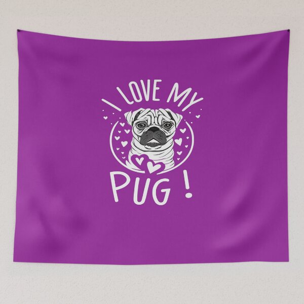 Item preview, I love my pug, black and white, abstract design, cute Pug, Dog Lovers designed and sold by bubblylive.