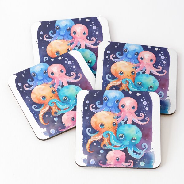 Item preview, Cute Watercolor Baby Octopuses designed and sold by Funny Vintage Stickers And T-Shirts.