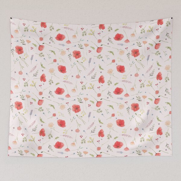 Item preview, Wild Flowers Floral Pattern in Pink Background designed and sold by rachelslilac.
