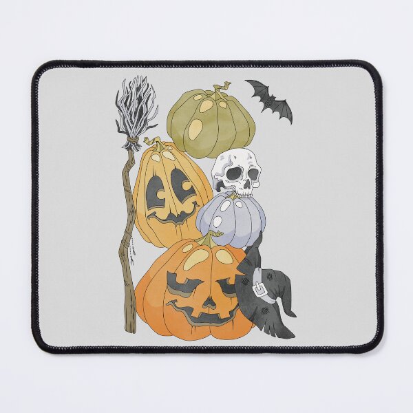Item preview, Witchy Halloween Illustration. Jack-o'-lantern, Skull and Witches Broom art designed and sold by Alika's Garden.