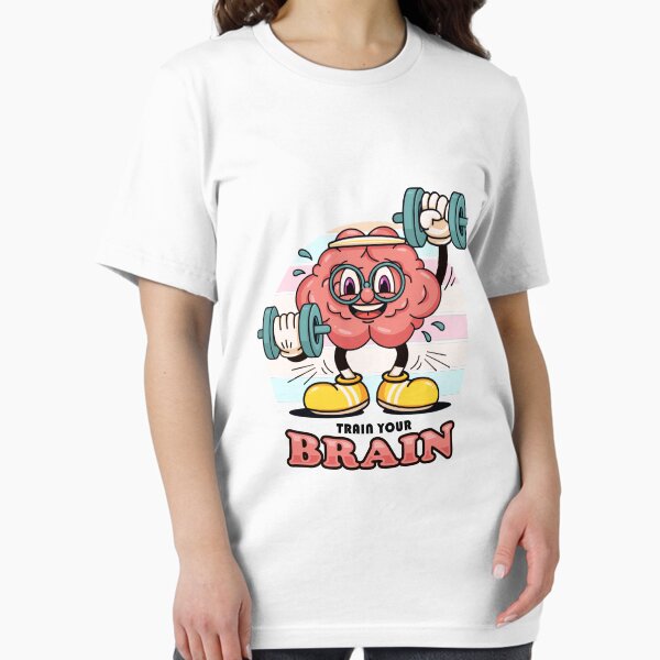 Item preview, Train your brain, cartoon mascot's brain exercises barbell designed and sold by Kevyn Adha.