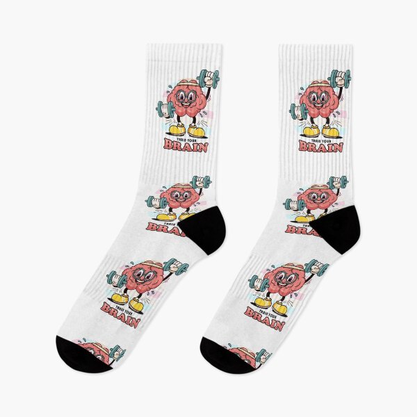 Item preview, Train your brain, cartoon mascot's brain exercises barbell designed and sold by Kevyn Adha.