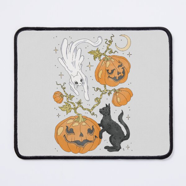 Item preview, Cat Halloween Illustration. Black Cat, Ghost and Jack-o'-lantern artwork designed and sold by Alika's Garden.