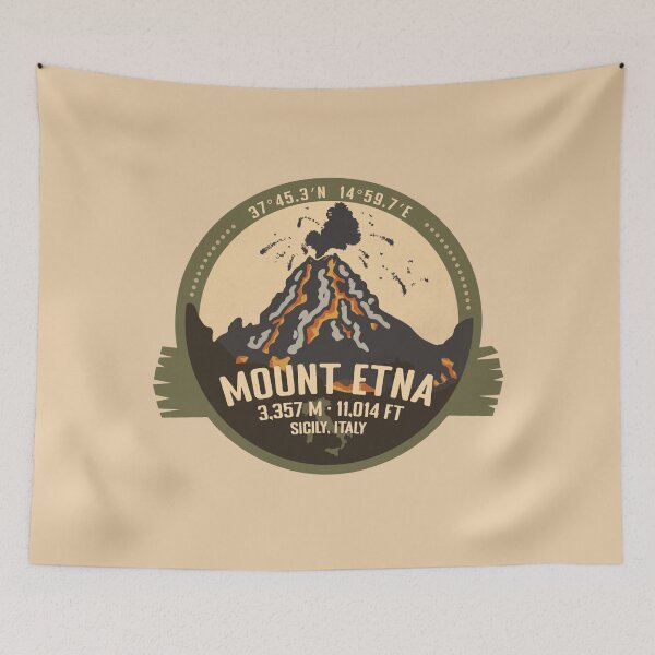 Item preview, Mount Etna, Sicily, Italy, Volcano Eruption Retro Badge designed and sold by mountainfad.