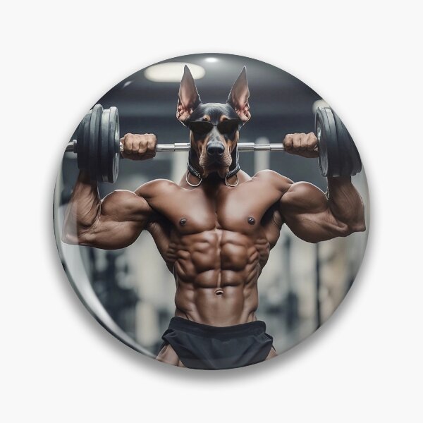 Item preview, Bodybuilder Natural Ear Doberman Dog Weightlifting At The Fitness Gym designed and sold by yourwelcomee.